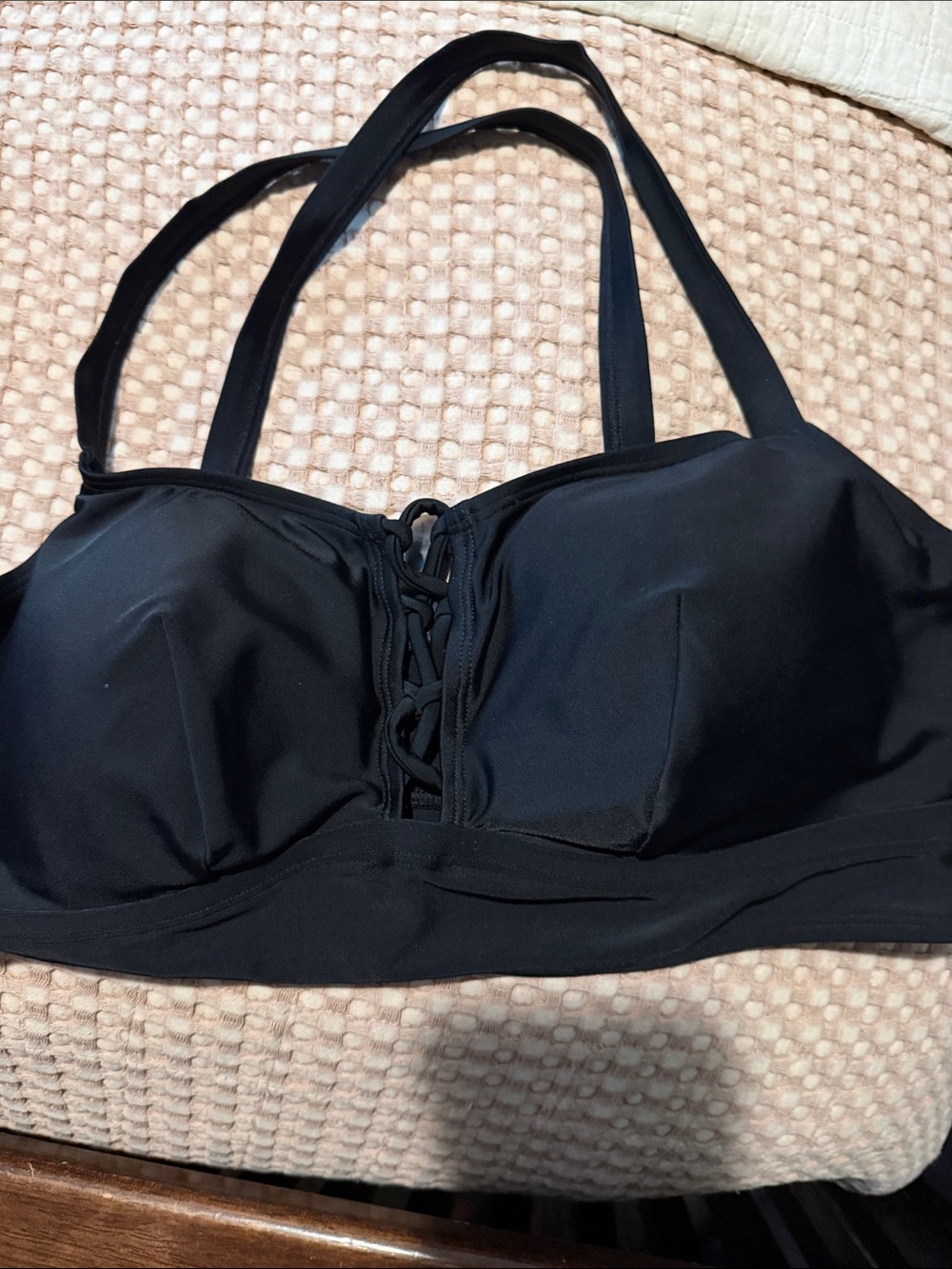 Women’s Black Lace-Up bathing top